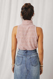 HDY7109 Mauve Womens Loose Knit Striped Cowl Neck Tank Back