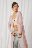 HDY7116 Mauve Womens Loose Knit Striped Open Duster Front