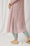 HDY7116 Mauve Womens Loose Knit Striped Open Duster Detail