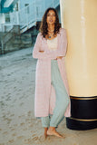 Womens Loose Knit Striped Open Duster Full Body