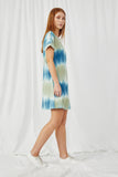 HJ1004 Blue Womens Tie-Dye Sweatshirt Dress Side