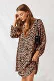 HJ1009 Coral Leopard Shift Dress Front