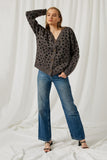 HJ1186 GREY Womens Animal Print Buttoned Sweater Cardigan Full Body