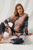 HJ1190 Charcoal Womens Tie Die Drop Shoulder Sweatshirt Pose