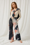 HJ1191 Charcoal Womens Tie Die Wide Leg Knit Pants Full Body