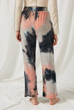 HJ1191 Charcoal Womens Tie Die Wide Leg Knit Pants Back