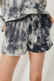 HJ1199 Black Womens Tie Dye French Terry Knit Short Detail