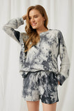 HJ1200 Black Womens Tie Dye French Terry Knit Sweatshirt Pose