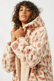 HJ1224 Ivory Mix Womens Leopard Sherpa Jacket Side Detail