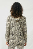 HJ1248 Womens Leopard Contrast Zip-Up Hoodie Back