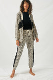 HJ1249 Womens Leopard Contrast Joggers Full Body