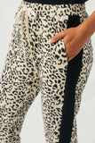 HJ1249 Womens Leopard Contrast Joggers Detail