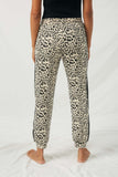 HJ1249 Womens Leopard Contrast Joggers Back