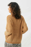 HJ1314 Mustard Womens Velvet Yarn Knit Turtle Neck Sweater Back