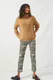 HJ1314 Mustard Womens Velvet Yarn Knit Turtle Neck Sweater Full Body