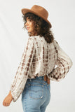 HJ3042 Brown Womens Tie Dye Surplice Top Back