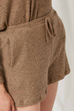 HJ3049 Mocha Womens Ribbed Knit Shorts Side