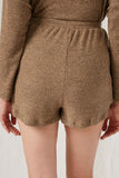 HJ3049 Mocha Womens Ribbed Knit Shorts Back