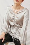 Satin Cinched Drawstring Dolman