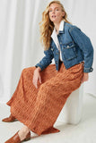 HJ3187 Rust Womens Pleated Botalical Print Wide Leg Pants Back