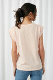 HJ3232 Salmon Womens Sheer Padded Shoulder Sleeveless Top Back