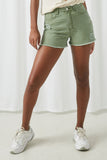 HJ3329 Olive Womens Distressed Washed Color Denim Shorts Front