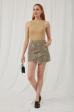 Frayed Buttoned Leopard Skirt