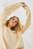 Puffy Textured Sleeve Pullover Sweater