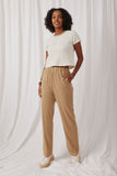 Textured Elastic Waist Wideleg Pants