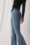 Flared Elastic Waist Stretch Denim Jeans