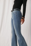 HK1396 Denim Womens Flared Elastic Waist Stretch Denim Jeans Detail