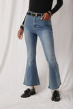 HK1396 Denim Womens Flared Elastic Waist Stretch Denim Jeans Front