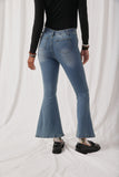 HK1396 Denim Womens Flared Elastic Waist Stretch Denim Jeans Back