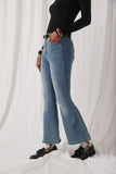 HK1396 Denim Womens Flared Elastic Waist Stretch Denim Jeans Side