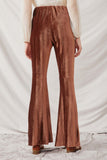 HK1397 Brown Womens Herringbone Corduroy Bell Bottom Pants Back