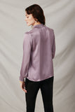 HK1402 Lavender Womens Smocked Detail Satin Top Back