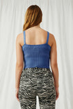 HK1413 Denim Womens Ribbed Snug Sweater Knit Cropped Tank Back