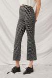 HK1460 Black Womens Ditsy Floral Bell Bottom Knit Pants Side