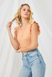 HN4033 APRICOT Womens Textured Knit Ruffled Tank Side