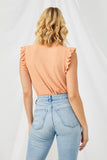 HN4033 APRICOT Womens Textured Knit Ruffled Tank Back