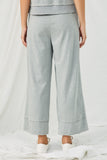 HN4077 GREY Womens Raw Edge Detail Wide Leg Pants Back