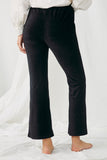 HN4221 BLACK Womens Wide Leg Velvet Corduroy Pants Back