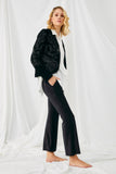 HN4221 BLACK Womens Wide Leg Velvet Corduroy Pants Full Body