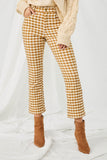 Button Closure Stretch Checkered Pants