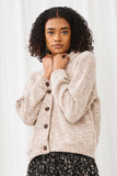 Womens Marled Rib Button Up Knit Jacket