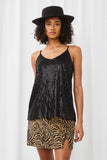 HN4412 BLACK Womens V Neck Sequin Cami Front