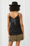 HN4412 BLACK Womens V Neck Sequin Cami Back