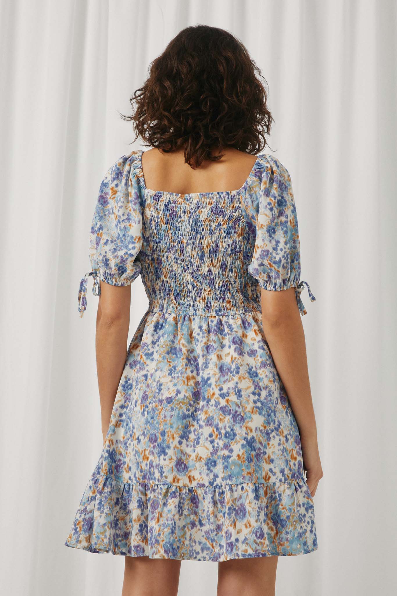 Floral Cinch Waist Smocked Back Dress Floral Cinch Waist Smocked Back Dress