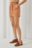 HN4552 Ginger Womens Patch Pocket Elastic Waist Shorts Side