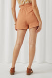 HN4552 Ginger Womens Patch Pocket Elastic Waist Shorts Back